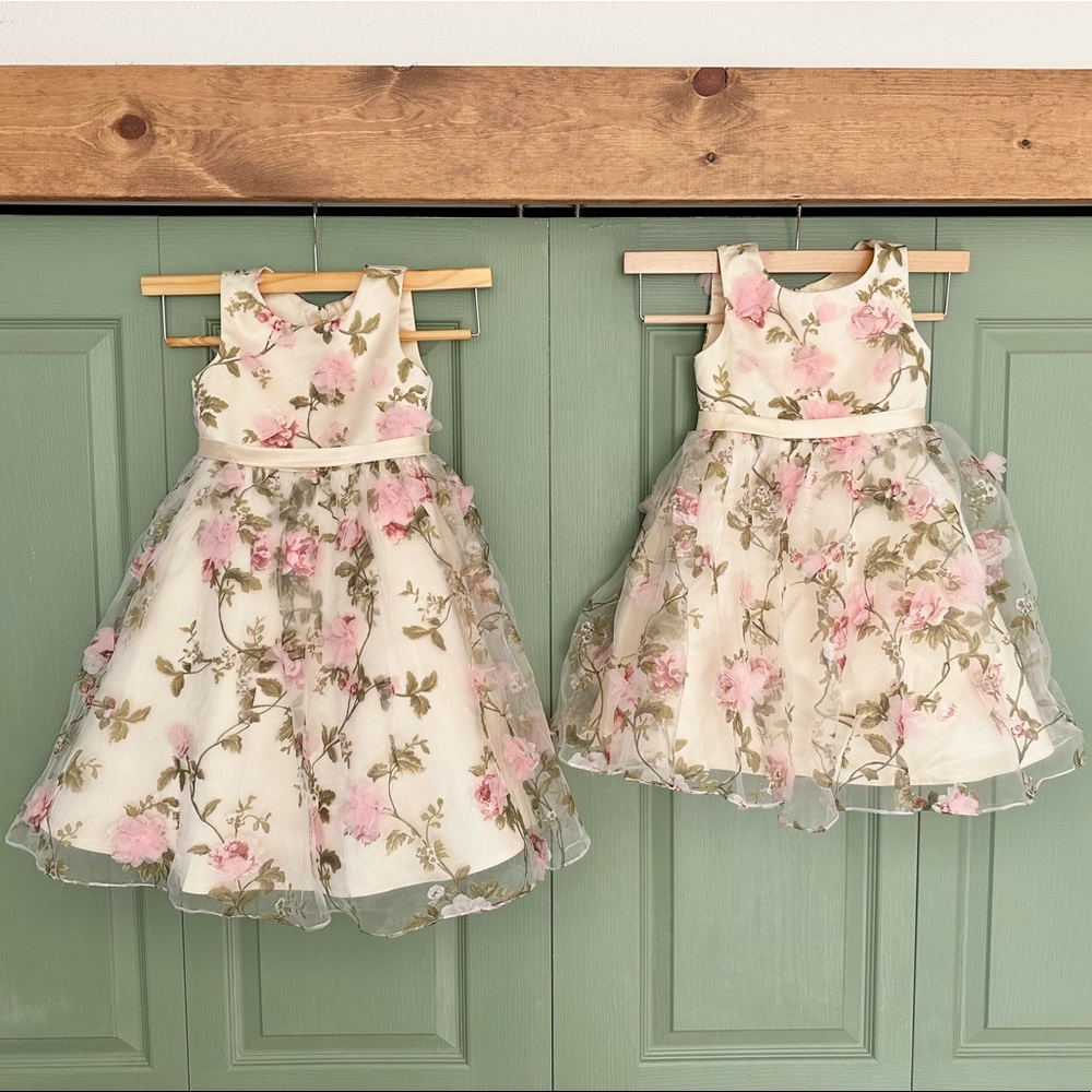 Ivory floral flower girl or Easter dresses. Size 4T and 5T available.